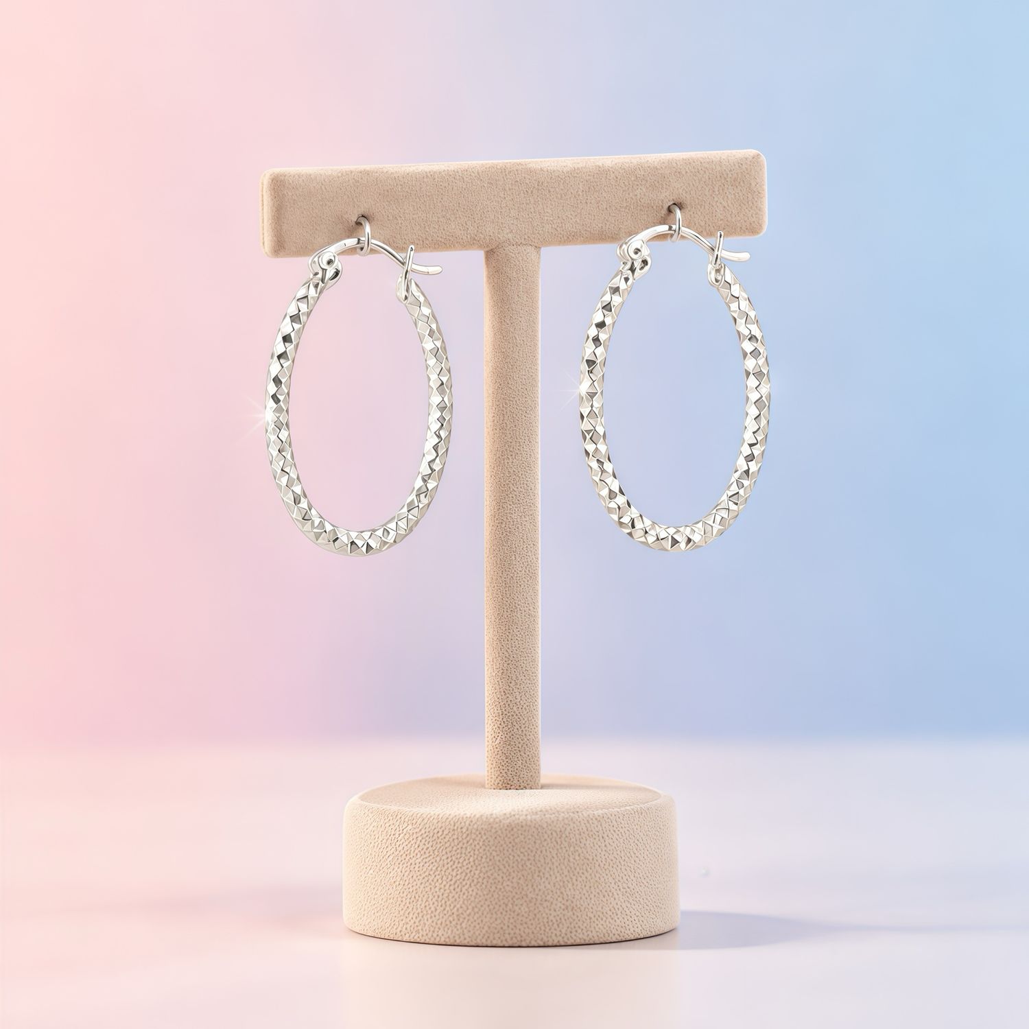 Arracada Diamantada Oval plata 925 Mexicana