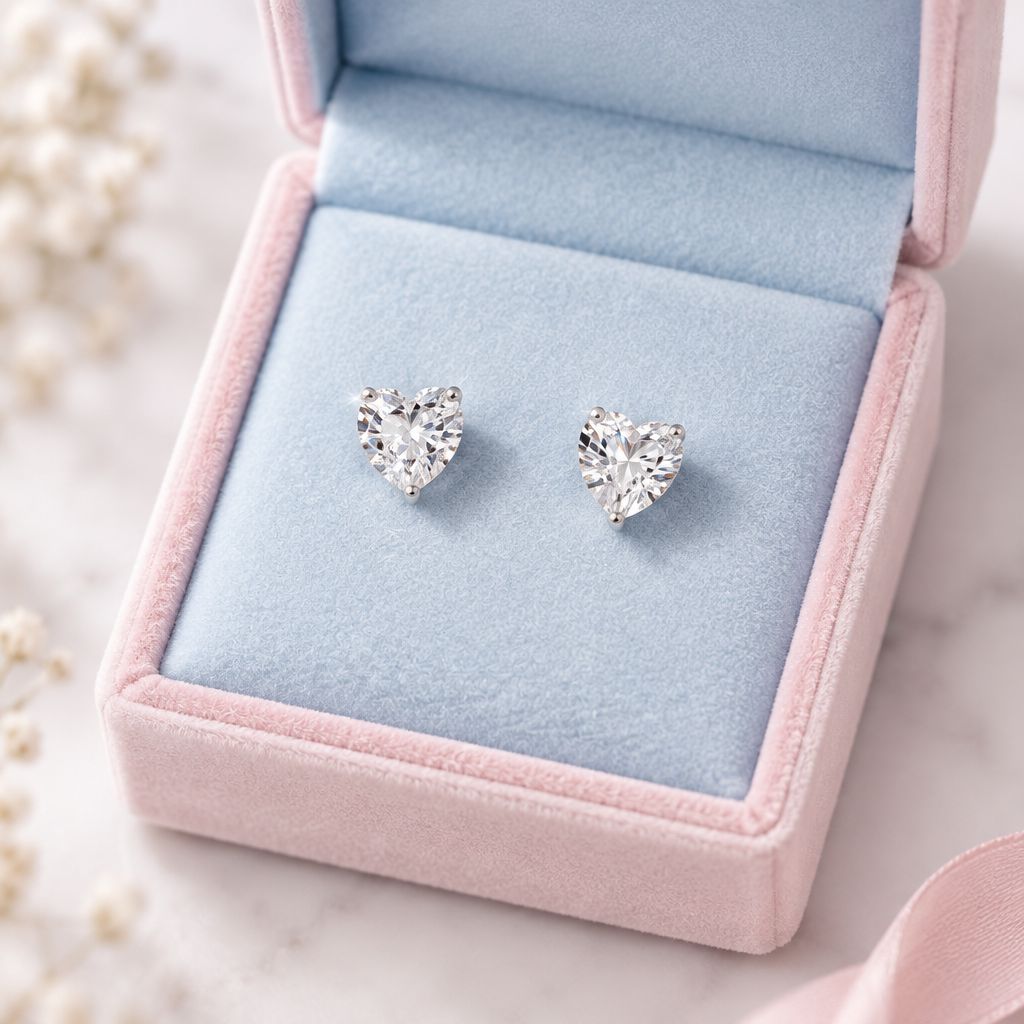 Broquel Corazon Recto 5mm Blanco Plata 925 Mexicana