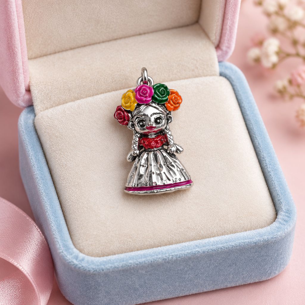 Dije Muñequita Mexicana Plata 925 Mexicana