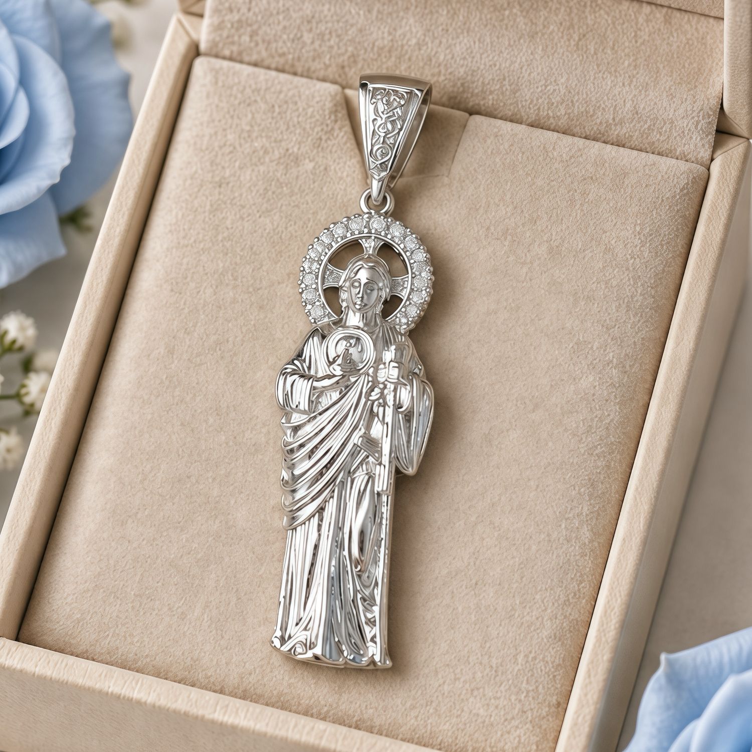 Dije San Judas Solido 7CM, Plata 925 Mexicana
