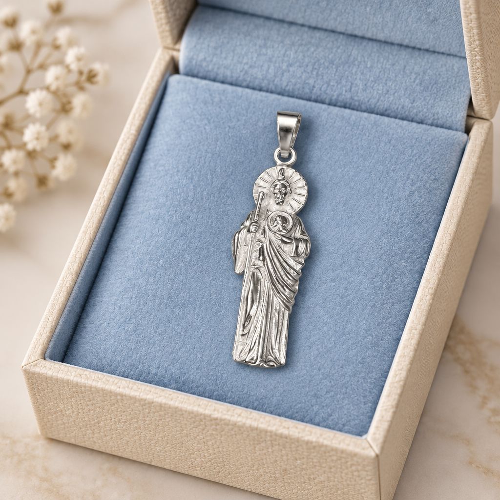 Dije San Judas 4cm Plata 925 Mexicana