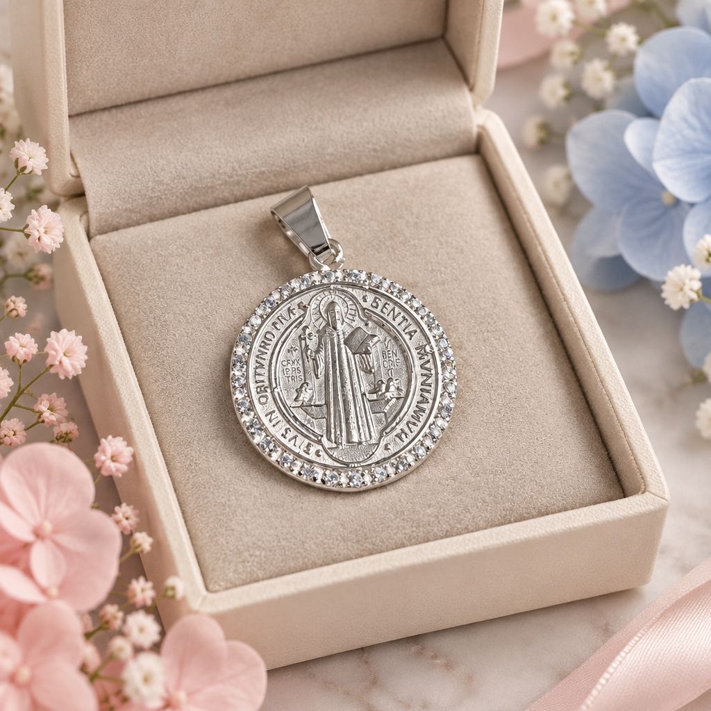 Dije San Benito mide 2.5cm, Plata 925 Mexicana