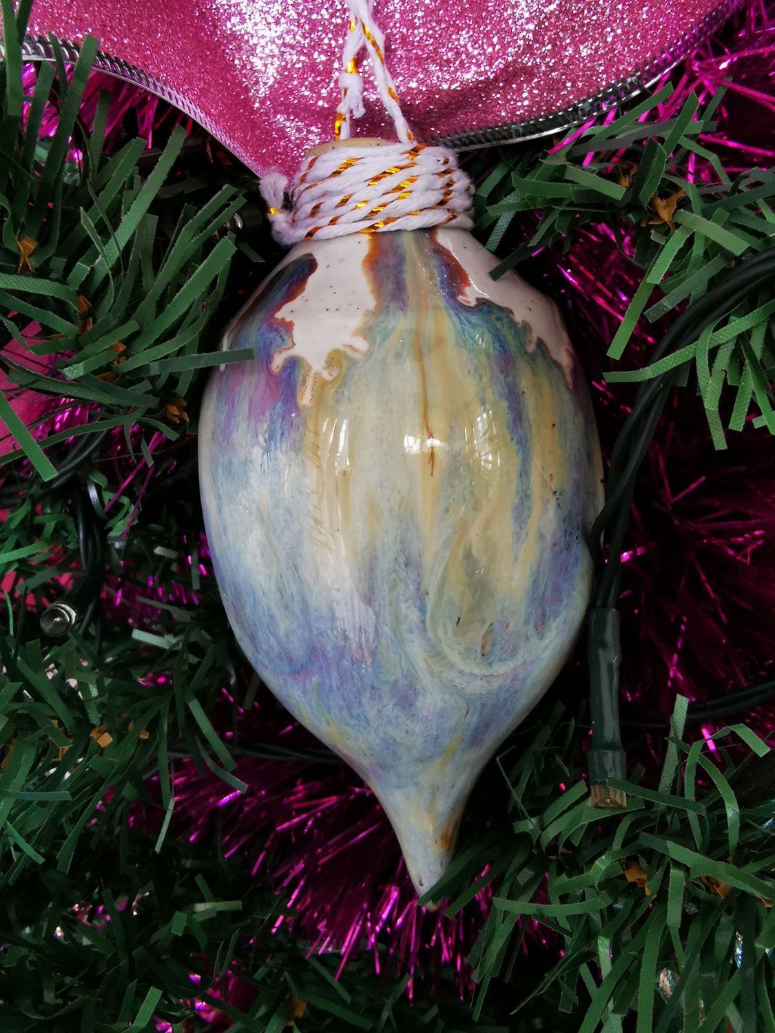Ceramic wheelthrown Christmas bauble (C)