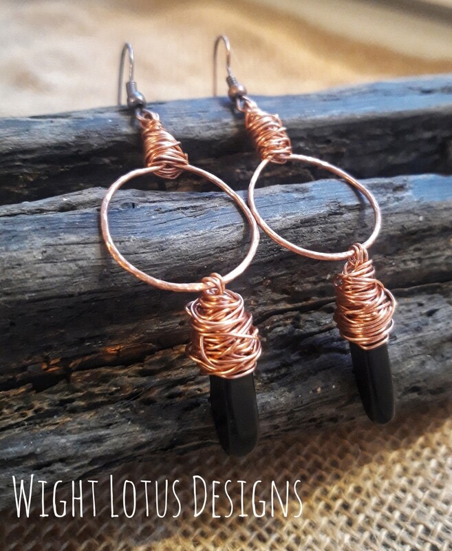 Black Onyx and Copper Earrings