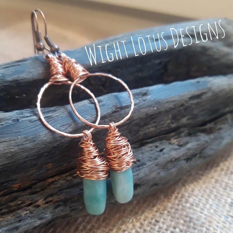 Amazonite and Copper Earrings