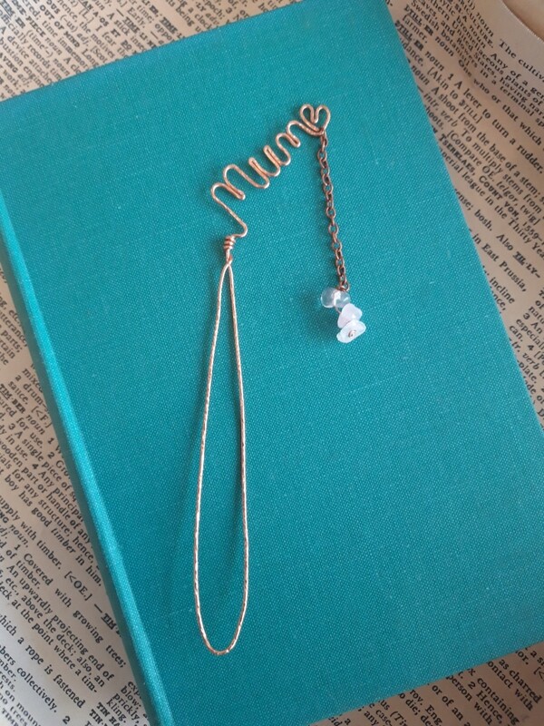 Handmade Copper &#39;Mum&#39; Bookmark with Rose Quartz