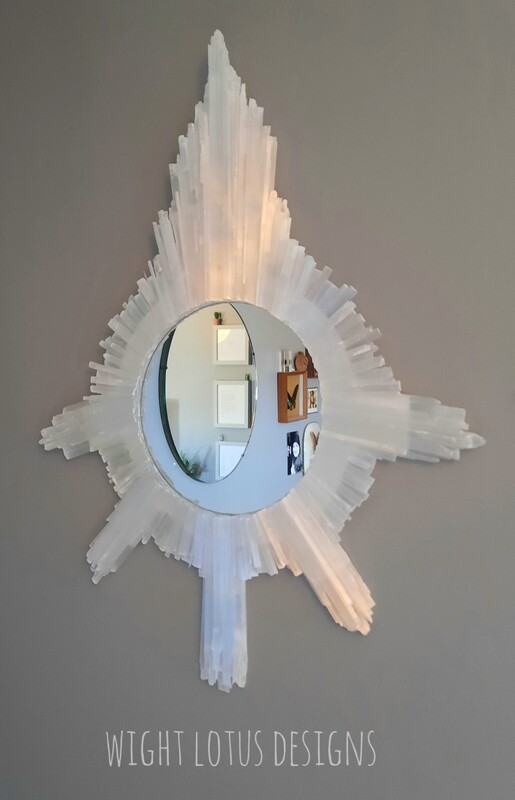 Unique Boho Selenite Mirror - Handmade