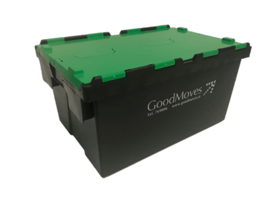 Green and Black Lidded Crate - 52 Litres - HIRE