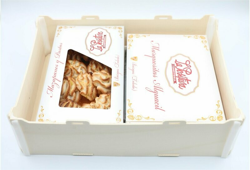 Caja Marquesitas 200g, Pastas de almendra 250g y Mazapán variado 300g