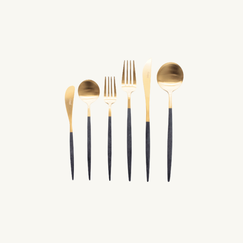 Couverts Cutipol noir/or 24k