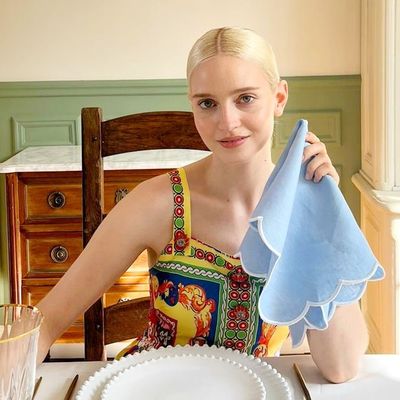 Serviette de table brodée en lin Olivia