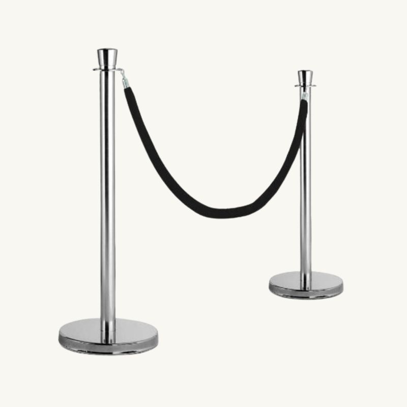 Potelets à corde en acier chromé Potelets à corde en acier chromé