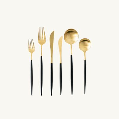 Couverts stick noir/doré