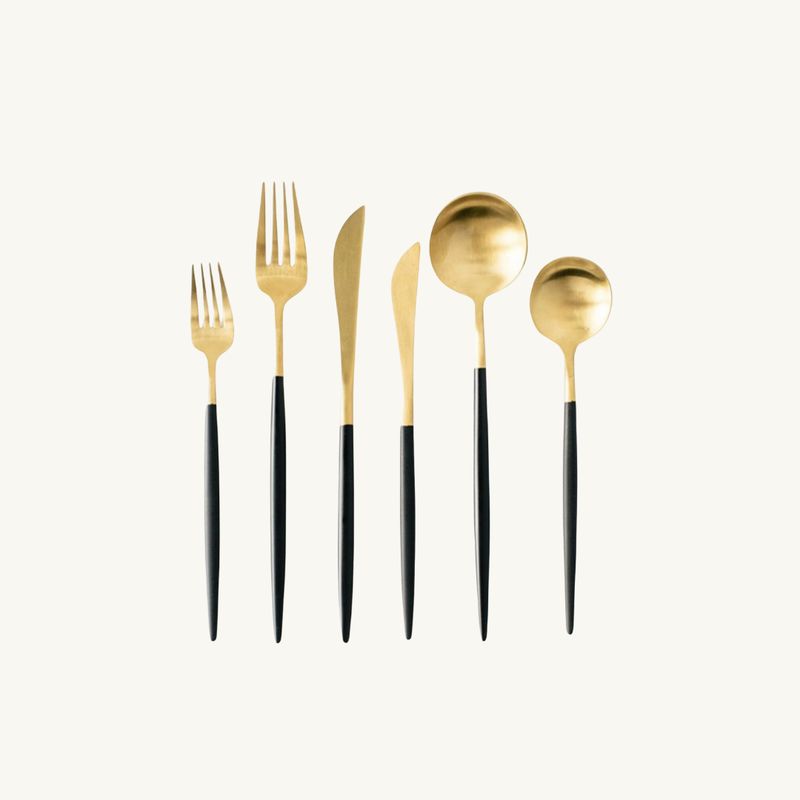 Couverts stick noir/doré