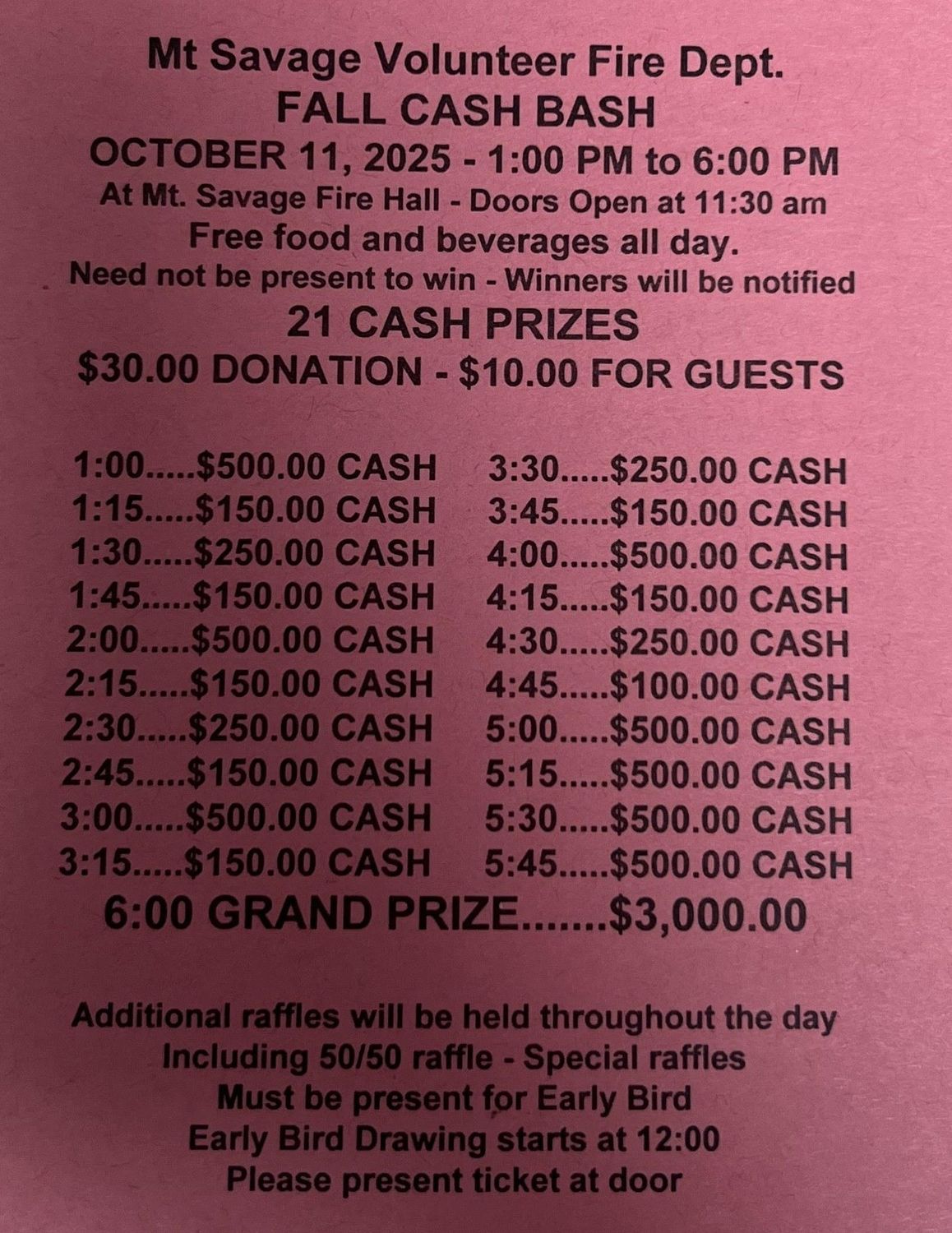 Fall Cash Bash