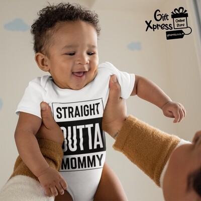 'STRAIGHT OUTTA MOMMY' BABY GROWER (WHITE)