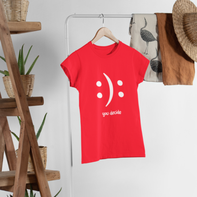 'YOU DECIDE' LADIES PRINTED T-SHIRT (RED)