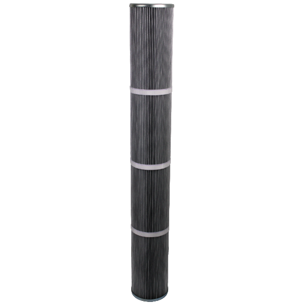 Filter cartridge, internal thread RD 101 x 4, 160x1200mm, polyester, gray, antistatic, 3 retaining straps, white felt seal