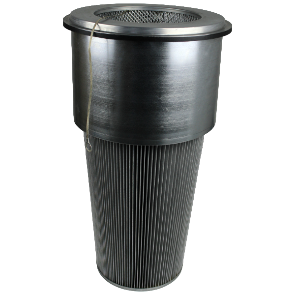 Cartridge filter, suitable for: Dustcontrol 429206 Air filter, antistatic, conical, color gray, with spark protection shield and grounding wire in the flange.