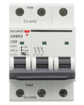 GSB633PC6 CARLO GAVAZZI INTERRUPTOR TERMOMAGNETICO EN RIEL DIN 3 POLOS 6 AMP CURVA C