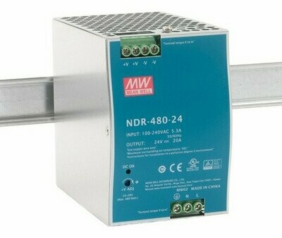 NDR48024 MEANWELL FUENTE DE ALIMENTACION MONOFASICA 85-264 VAC ENTRADA SALIDA 24 VDC 20 AMP