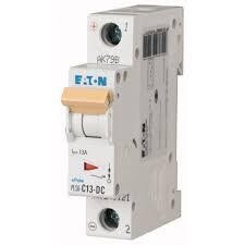 243121 EATON MOELLER INTERRUPTOR TERMOMAGNETICO EN RIEL DIN 1 POLO 13 AMP VOTAJE DC CURVA C PLS6-C13-DC-MW