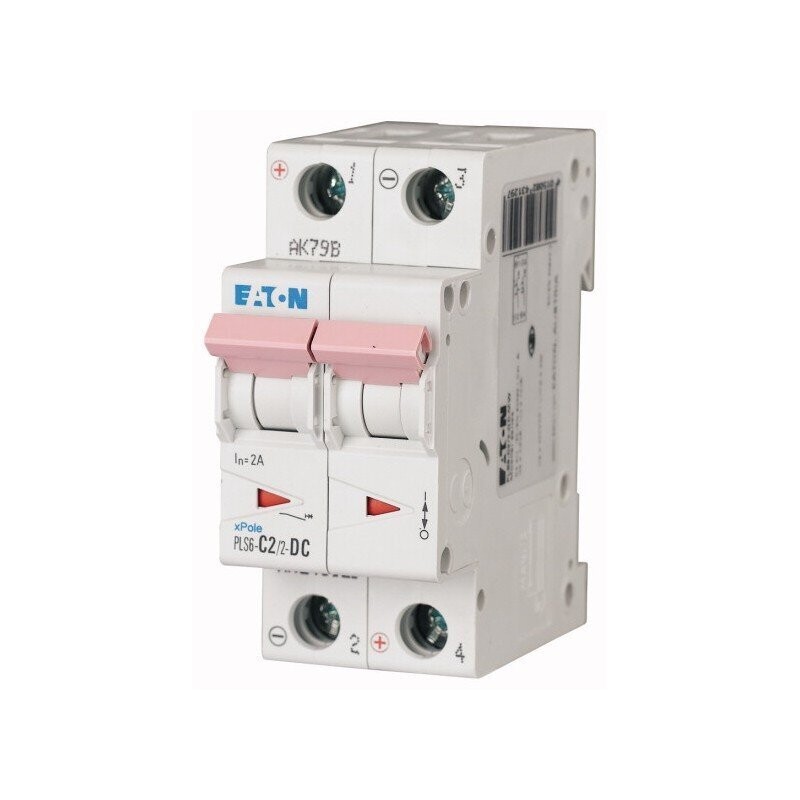 243129 EATON MOELLER INTERRUPTOR TERMOMAGNETICO EN RIEL DIN 2 POLOS 2 AMP VOTAJE DC CURVA C PLS6-C2/2-DC-MW