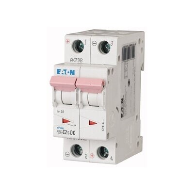 243129 EATON MOELLER INTERRUPTOR TERMOMAGNETICO EN RIEL DIN 2 POLOS 2 AMP VOTAJE DC CURVA C PLS6-C2/2-DC-MW