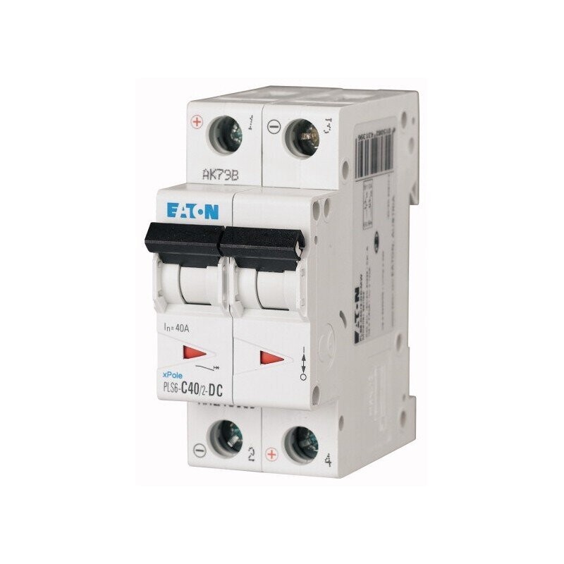 243139 EATON MOELLER INTERRUPTOR TERMOMAGNETICO EN RIEL DIN 2 POLOS 40 AMP VOTAJE DC CURVA C PLS6-C40/2-DC-MW