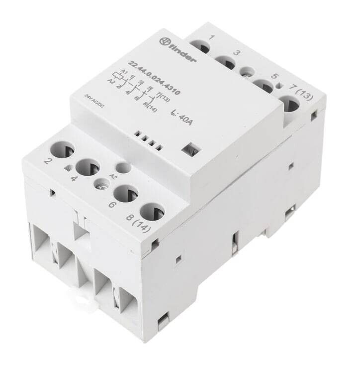 224401204310 FINDER Contactores modulares 4 NO (120 V DC/AC) 40 A. Contactores modulares 4 NO (120 V DC/AC) 40 A. 224401204310