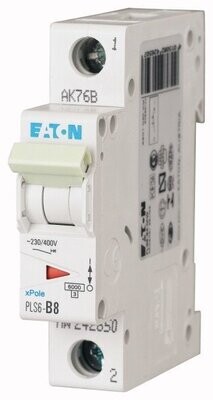 242699 EATON MOELLER INTERRUPTOR TERMOMAGNETICO EN RIEL DIN 1 POLO 8 AMP CURVA D