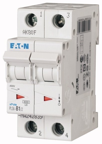 242839 EATON MOELLER INTERRUPTOR TERMOMAGNETICO EN RIEL DIN 2 POLOS 1 AMP CURVA B