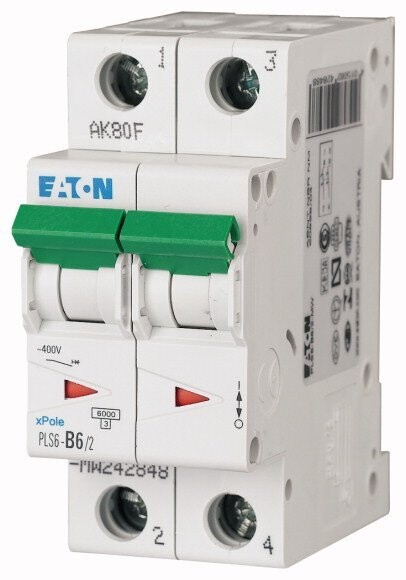 242848 EATON MOELLER INTERRUPTOR TERMOMAGNETICO EN RIEL DIN 2 POLOS 6 AMP CURVA B
