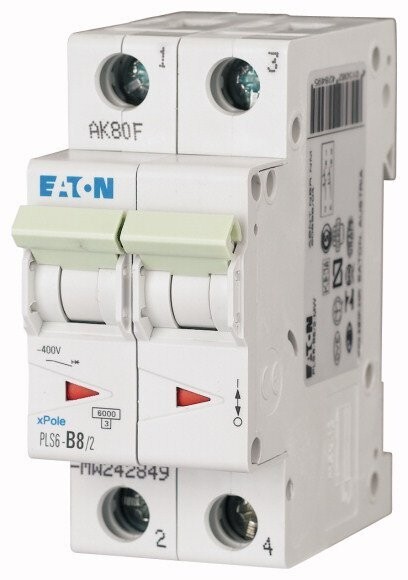 242849 EATON MOELLER INTERRUPTOR TERMOMAGNETICO EN RIEL DIN 2 POLOS 8 AMP CURVA B