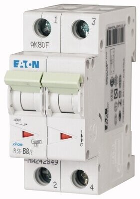 242849 EATON MOELLER INTERRUPTOR TERMOMAGNETICO EN RIEL DIN 2 POLOS 8 AMP CURVA B
