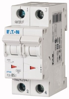 242847 EATON MOELLER INTERRUPTOR TERMOMAGNETICO EN RIEL DIN 2 POLOS 5 AMP CURVA B