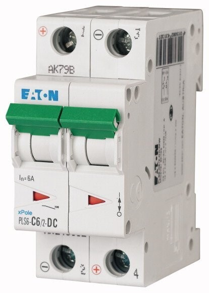 243132 EATON MOELLER INTERRUPTOR TERMOMAGNETICO EN RIEL DIN 2 POLOS 6 AMP VOTAJE DC CURVA C PLS6-C6/2-DC-MW