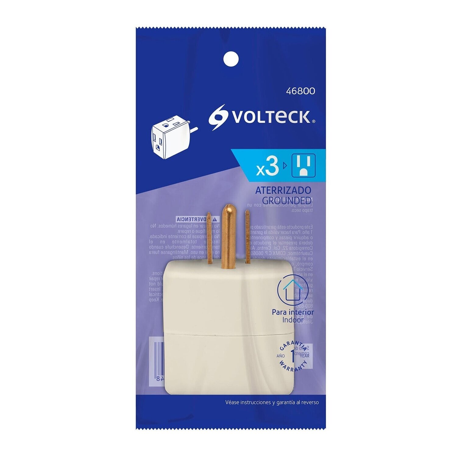 46800 VOLTECH CONTACTO TRIPLE EN CUBO