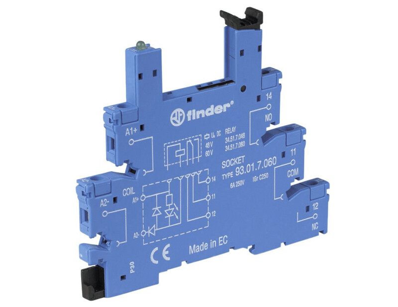 93017060 FINDER BASE PARA RELEVADOR TIPO CLEMA 60 VAC/DC SENCILLA MONTAJE EN RIEL