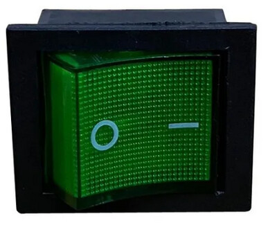 R9442ALG HIGHLY INTERRUPTOR BALANCIN ILUMINADO 2 POSICIONES RETENIDO 2P-1T 4 TERMINALES FASTON VERDE
