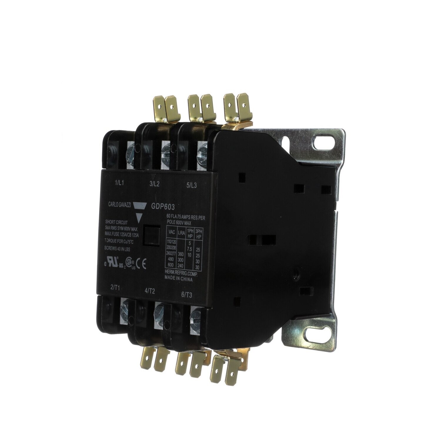 GDP603L24V CARLO GAVAZZI CONTACTOR PROPOSITO DEFINIDO 60 AMP BOBINA 24 VAC