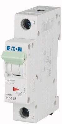 242650  EATON MOELLER INTERRUPTOR TERMOMAGNETICO EN RIEL DIN 1 POLO 8 AMP CURVA B PLS6-B8-MW 242650  EATON MOELLER INTERRUPTOR TERMOMAGNETICO EN RIEL DIN 1 POLO 8 AMP CURVA B PLS6-B8-MW