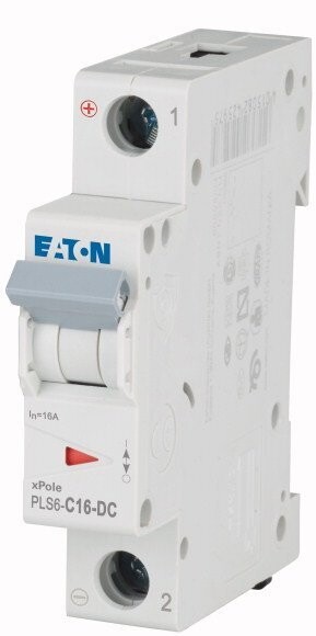 243122 EATON MOELLER INTERRUPTOR TERMOMAGNETICO EN RIEL DIN 1 POLO 16 AMP VOTAJE DC CURVA C PLS6-C16-DC-MW