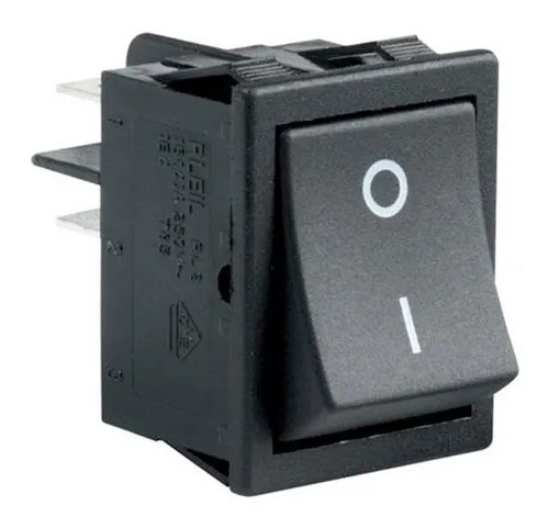 R9492AB HIGHLY INTERRUPTOR BALANCIN 2 POSICIONES RETENIDO 2P-1T 4 TERMINALES FASTON COLOR NEGRO O-I