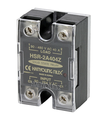 HSR2A404Z HANYOUNG RELEVADOR ESTADO SOLIDO MONOFASICO 40 AMP 480 VAC DISPARO EN ALTERNA