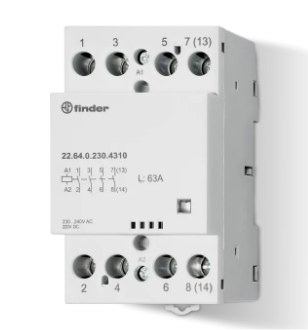 226402304310 FINDER Contactores modulares 4 NO (230 V DC/AC) 63 A. Contactores modulares 4 NO (230 V DC/AC) 63 A. 226402304310