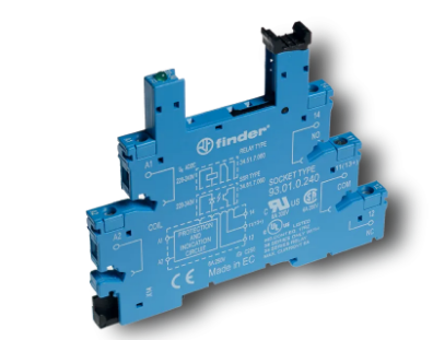 93010125 FINDER BASE PARA RELEVADOR TIPO CLEMA 125 VAC/DC SENCILLA MONTAJE EN RIEL