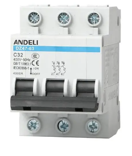 DZ47633PC20A ANDELI INTERRUPTOR TERMOMAGNETICO 3 POLOS CURVA C 20 AMP