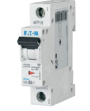 239030 EATON MOELLER INTERRUPTOR TERMOMAGNETICO EN RIEL DIN 1 POLO 1 AMP CURVA C FAZ6-C1/1