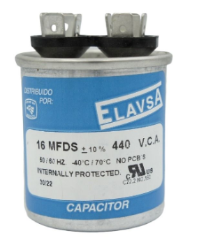 CA16MF440 ELAVSA CAPACITOR METALICO DE TRABAJO CONTINUO 16MF 440V